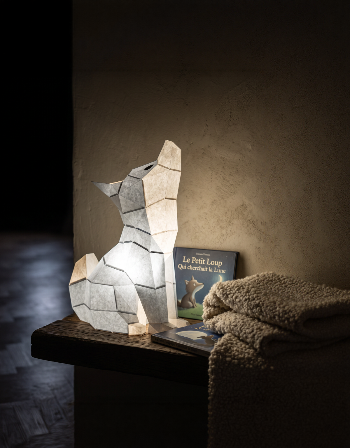 Veilleuse Loup en papier