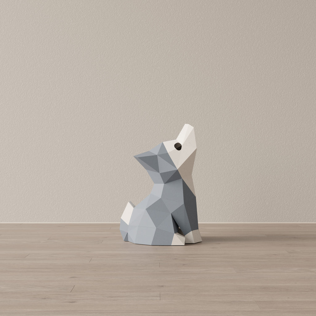 Loup en papier, décoration d'intérieure