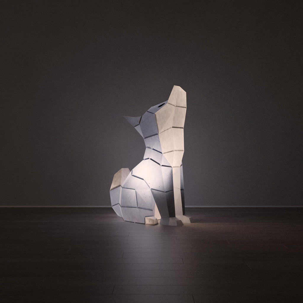 Veilleuse loup en papier allumée