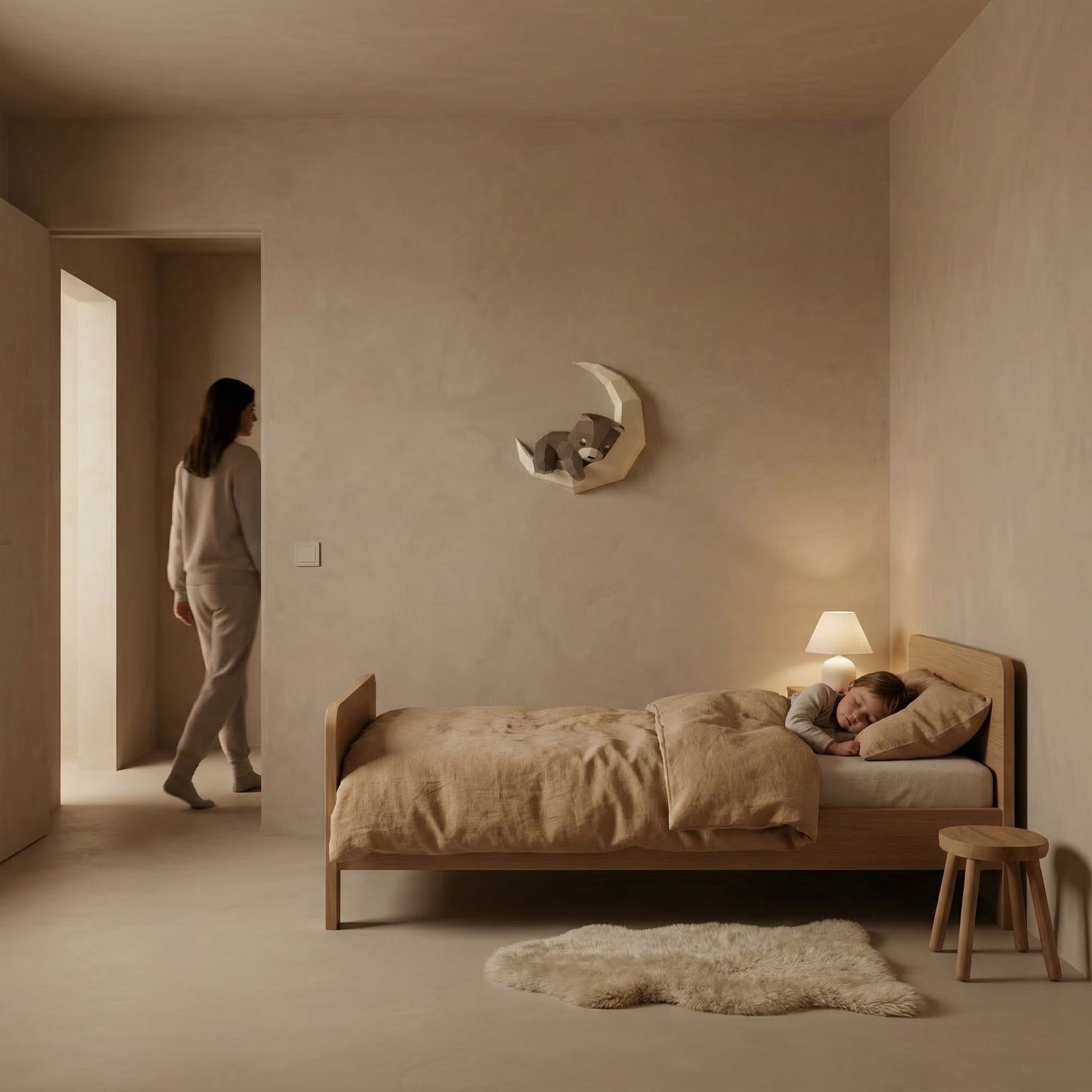 Boji décoration murale l'ourson lune en papier - Origami 3D à assembler