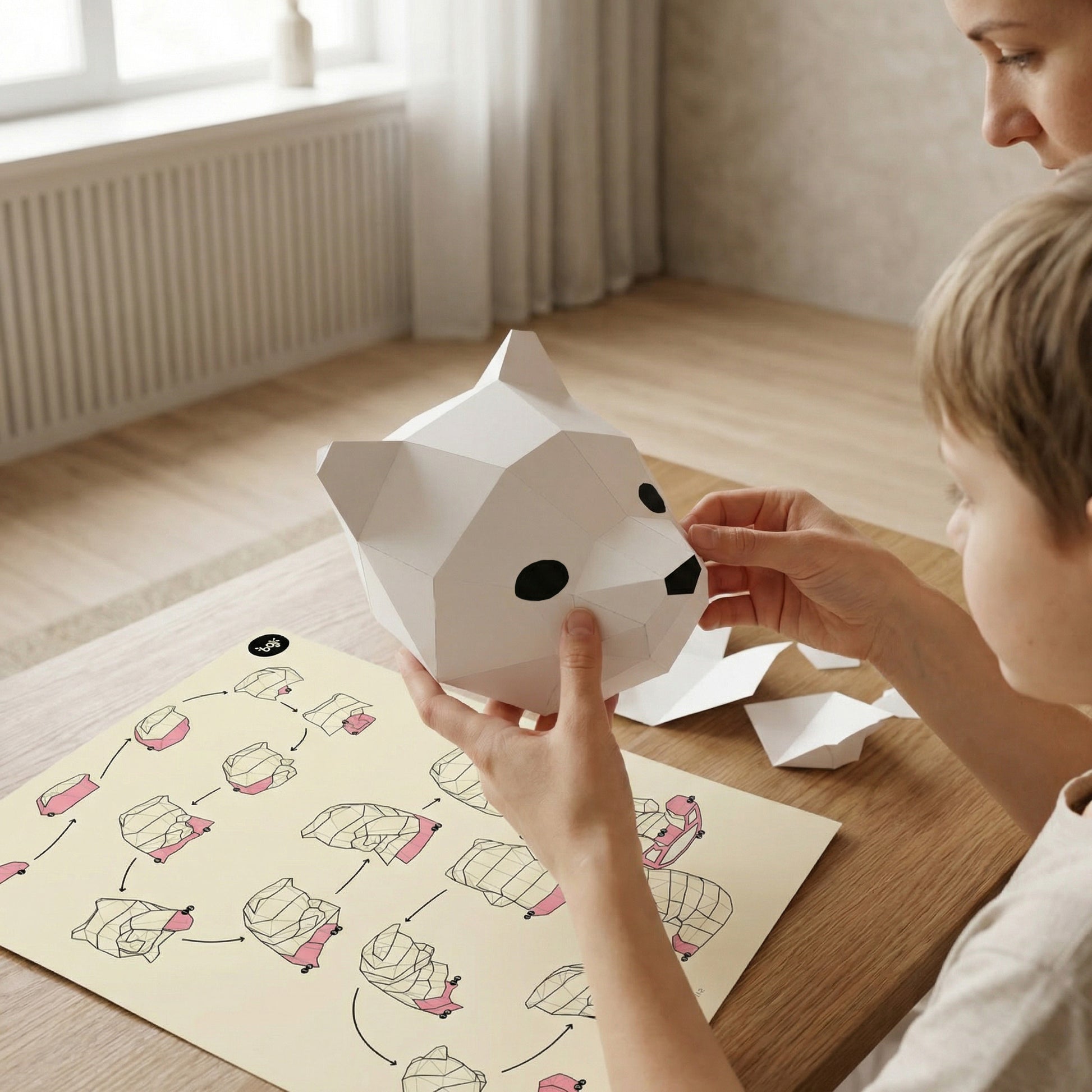 Boji veilleuse ourson en papier -  Kit DIY Origami / Papercraft 3D à assembler