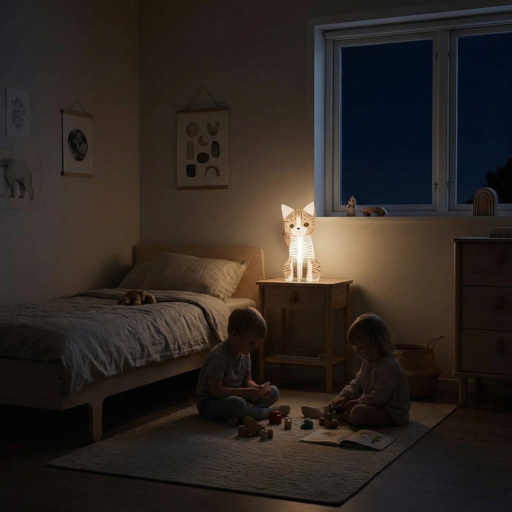 Neko veilleuse chat en papier -  Kit DIY Origami / Papercraft 3D à assembler