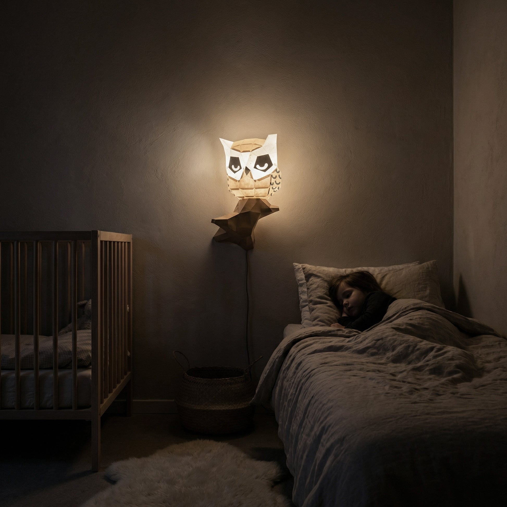 Fuku veilleuse murale hibou en papier - Kit DIY Origami 3D à assembler