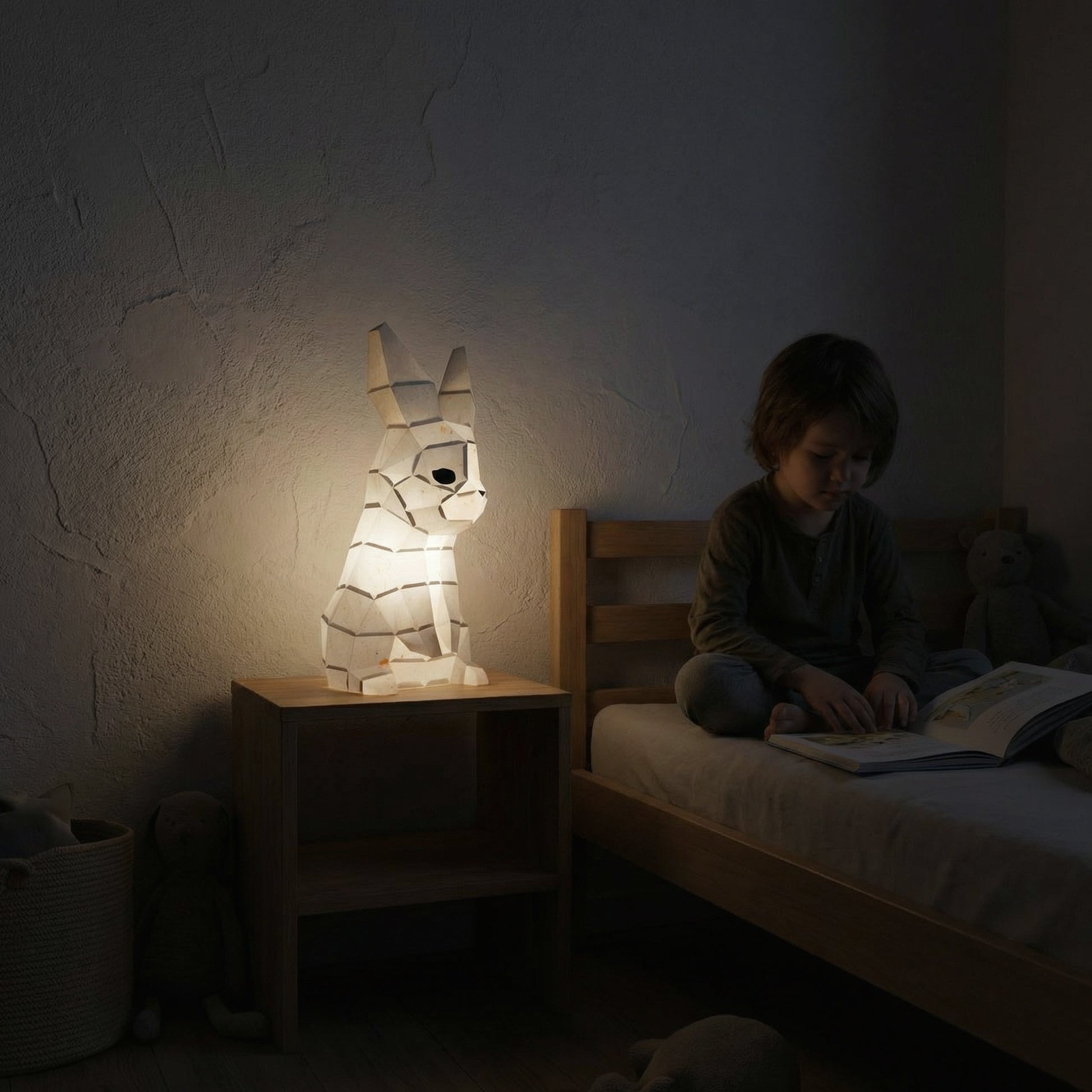 Poka veilleuse lapin en papier -  Kit DIY Origami / Papercraft 3D à assembler