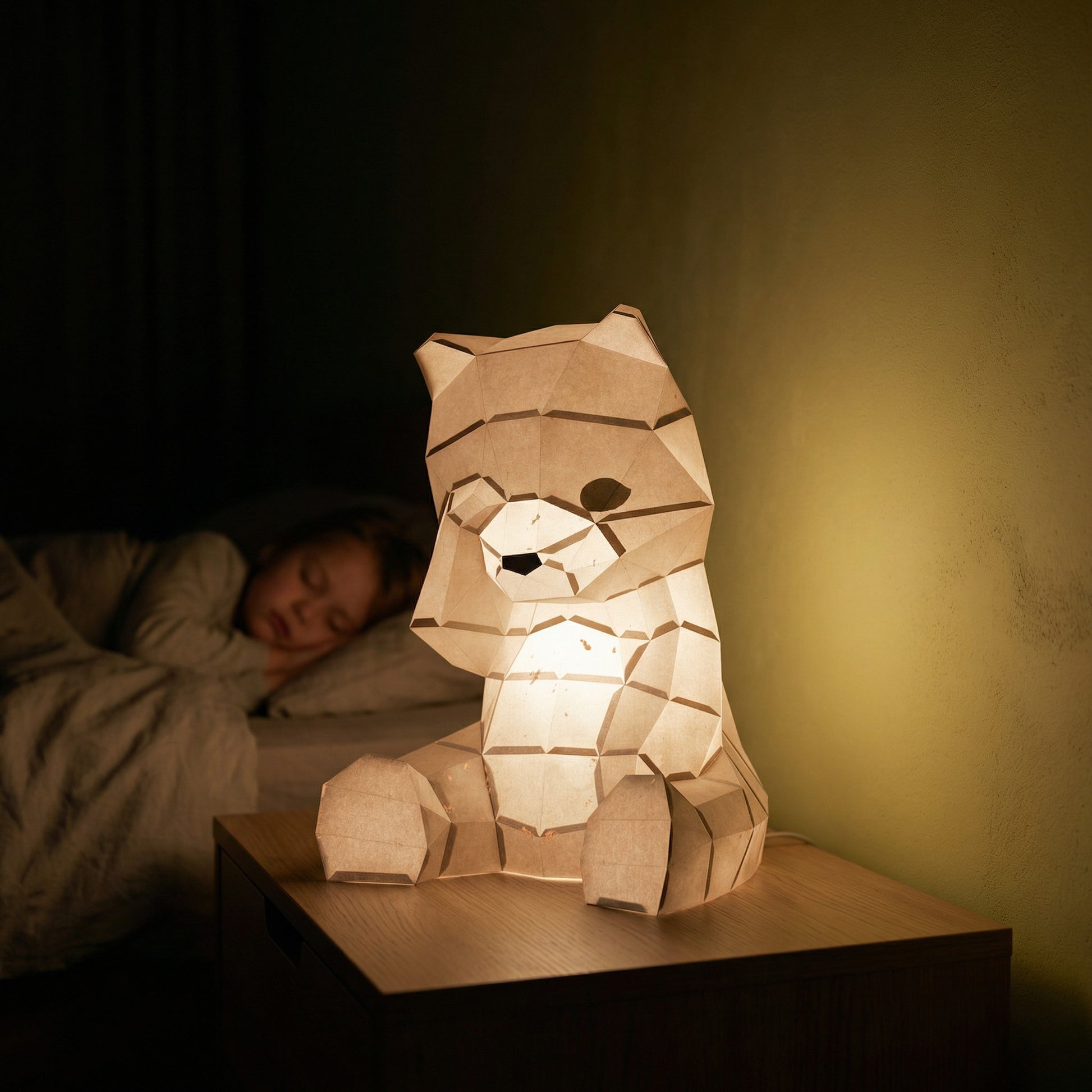 Boji veilleuse ourson en papier -  Kit DIY Origami / Papercraft 3D à assembler