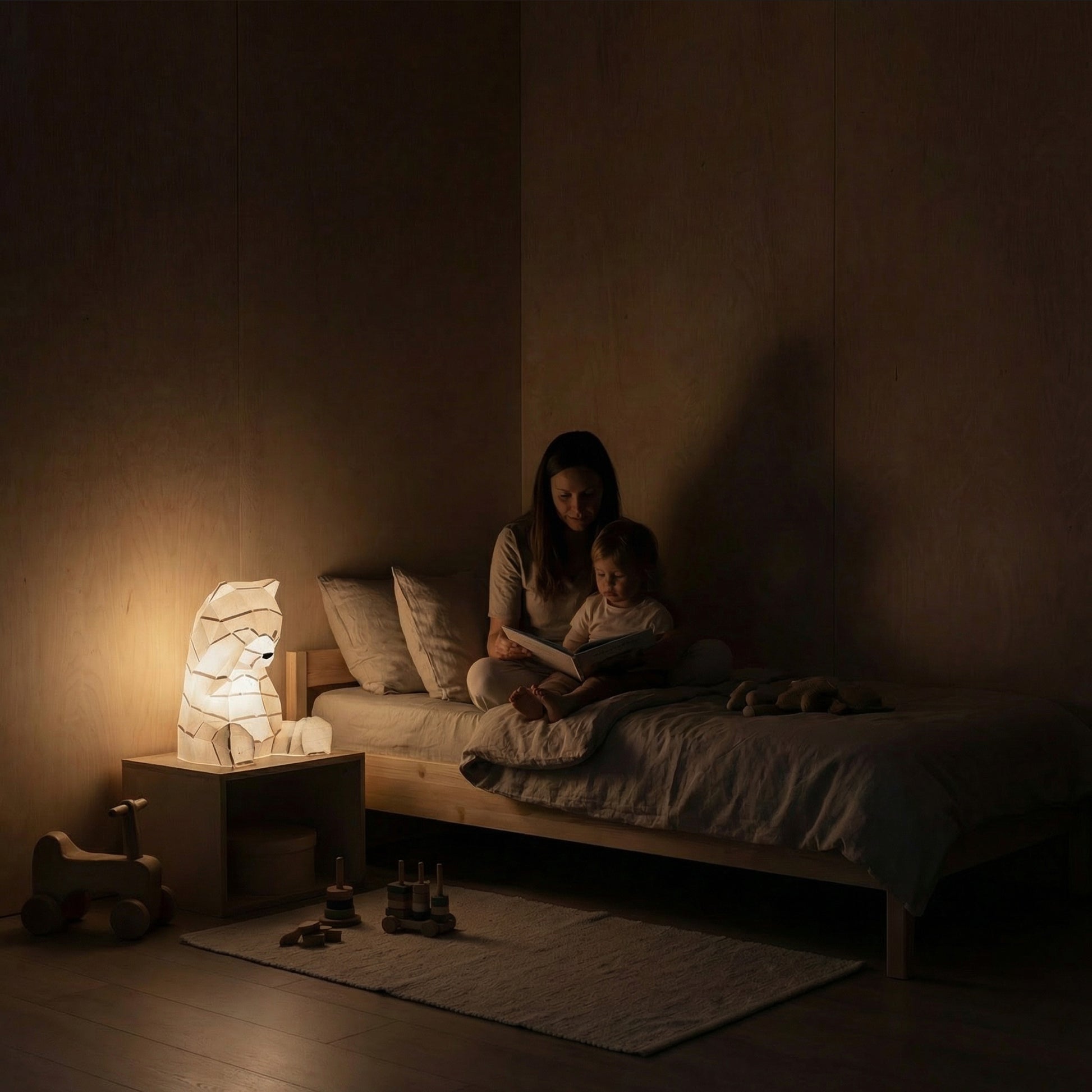 Boji veilleuse ourson en papier -  Kit DIY Origami / Papercraft 3D à assembler