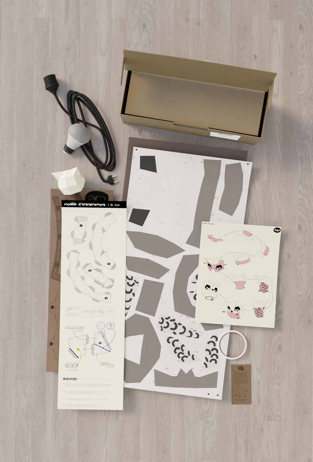 kit papercraft 3D de la veilleuse hibou
