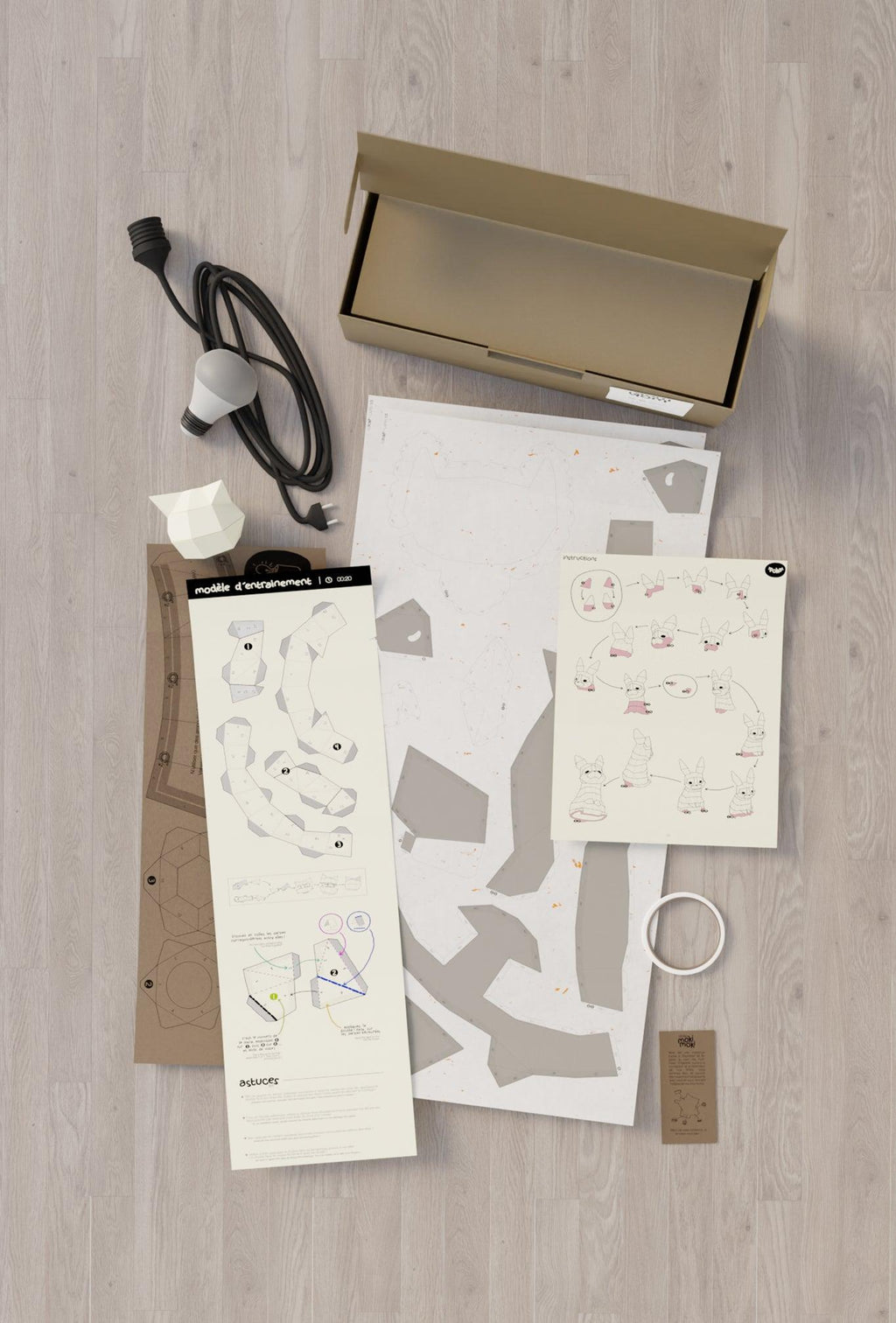 kit papercraft 3D de la veilleuse lapin
