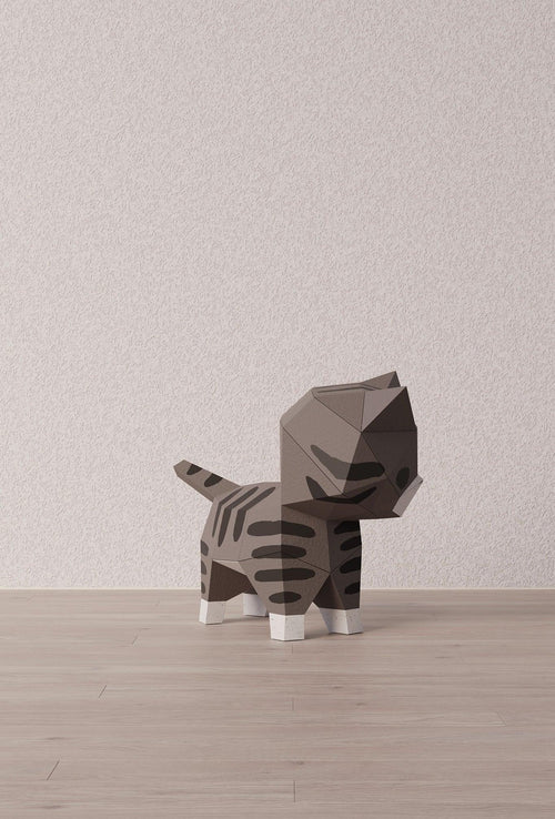 photo de l’origami 3D Goji le chat, vu de côté