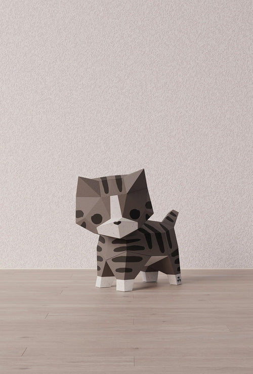 photo de l’origami 3D Goji le chat, vu de profil