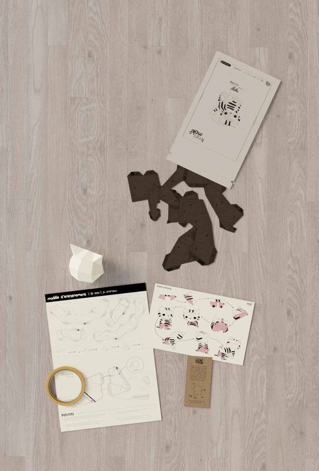 kit papercraft 3D de l'origami 3D chat
