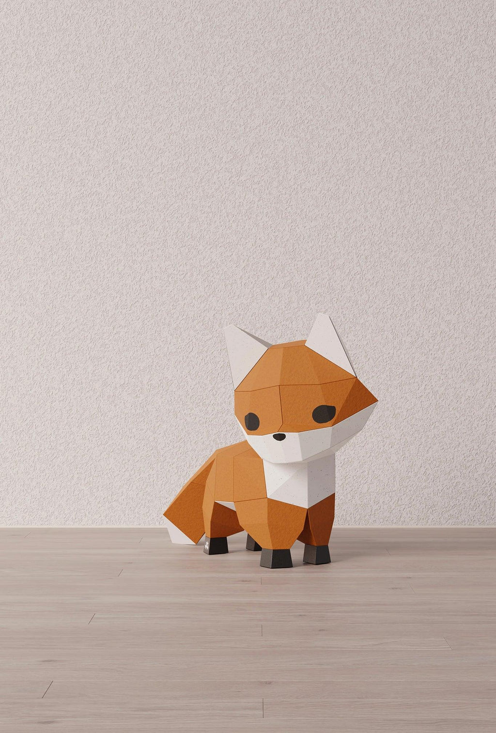 photo de l’origami 3D Shiro le renard, vu de face
