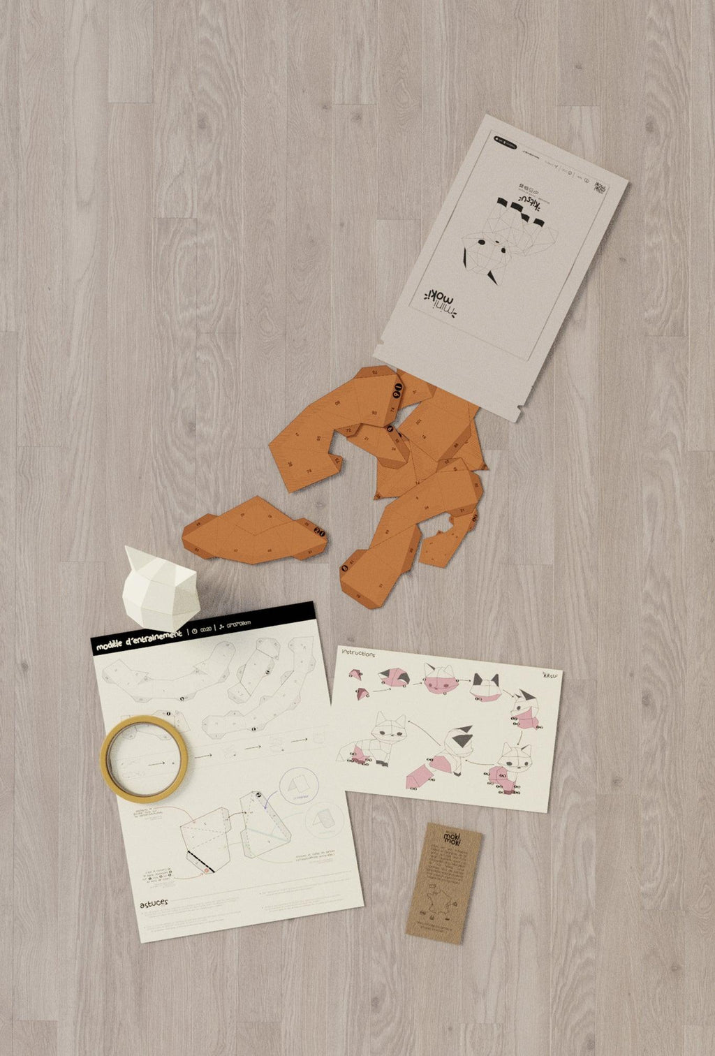 kit papercraft 3D de l'origami 3D renardeau
