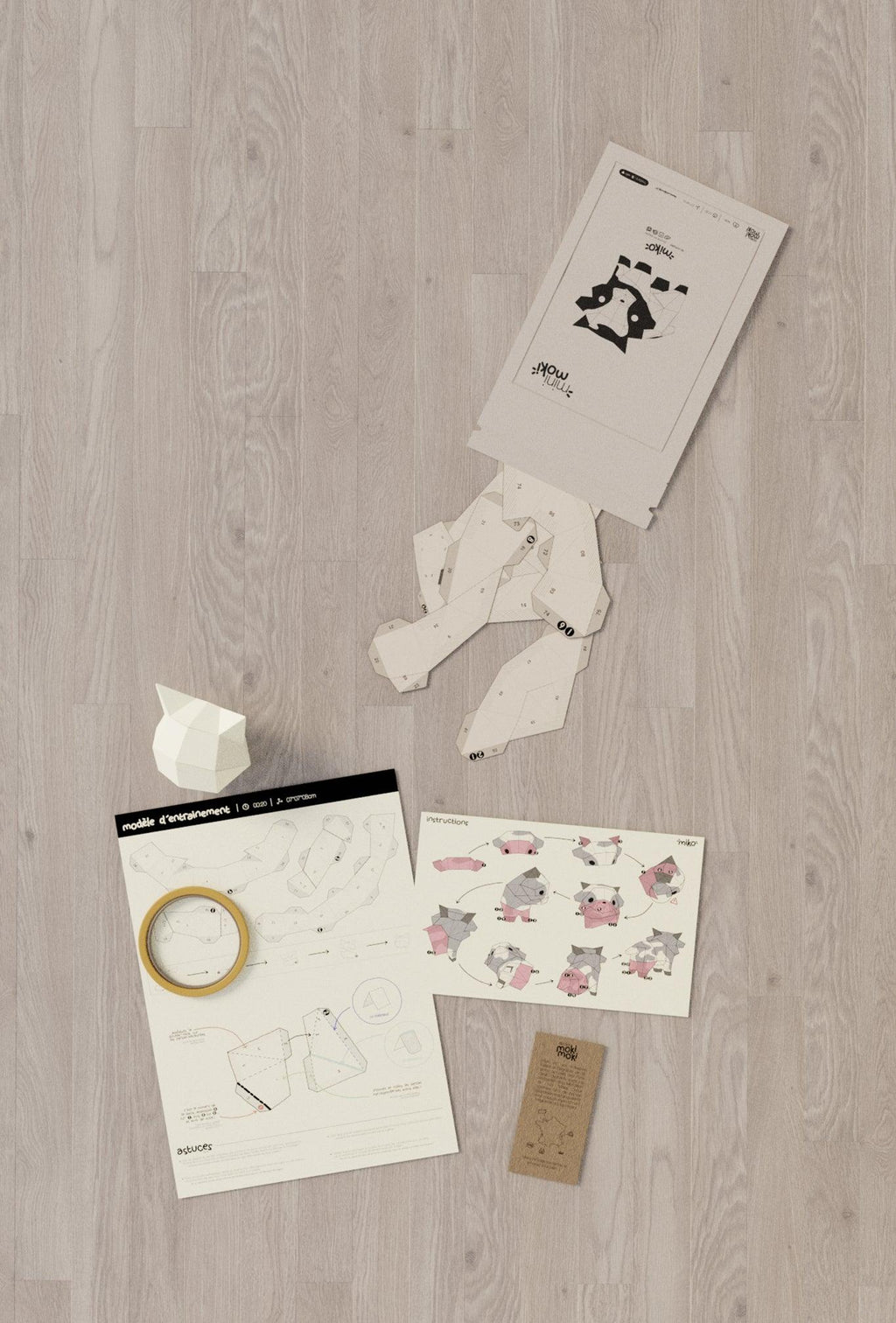 kit papercraft 3D de l'origami 3D vache

