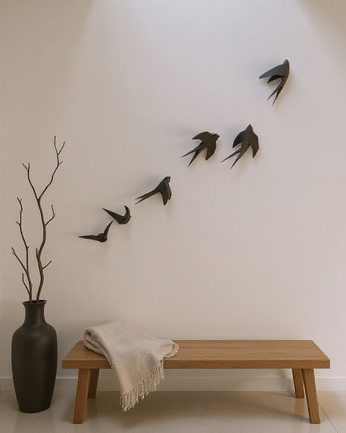 Décoration murale hirondelles en papier