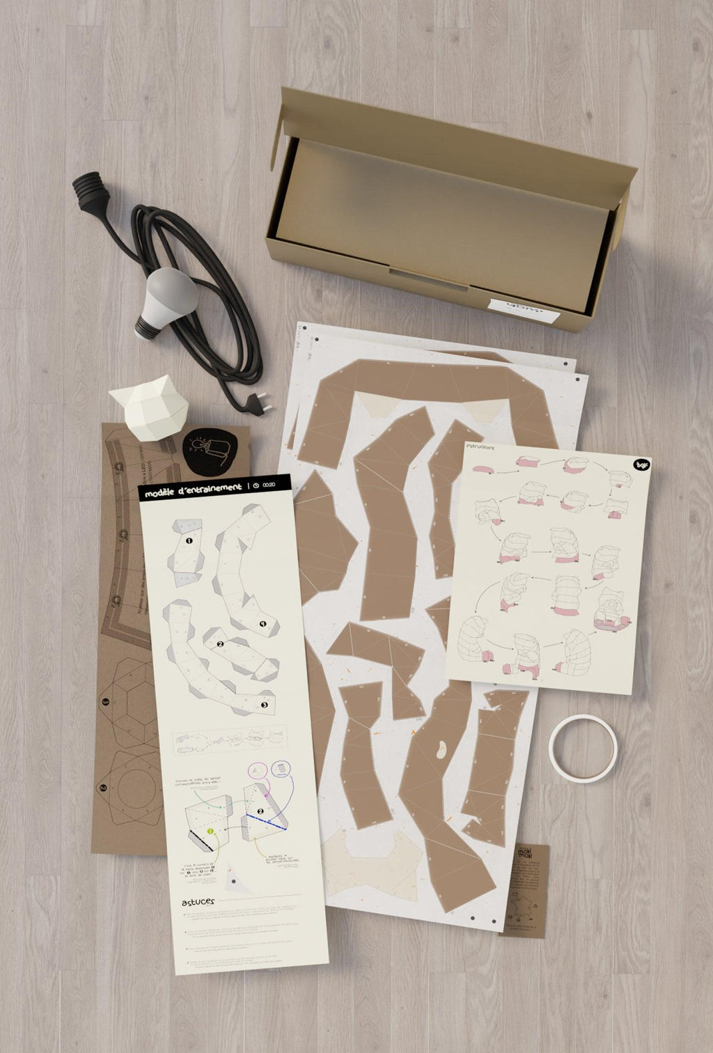 kit papercraft 3D de la veilleuse ourson
