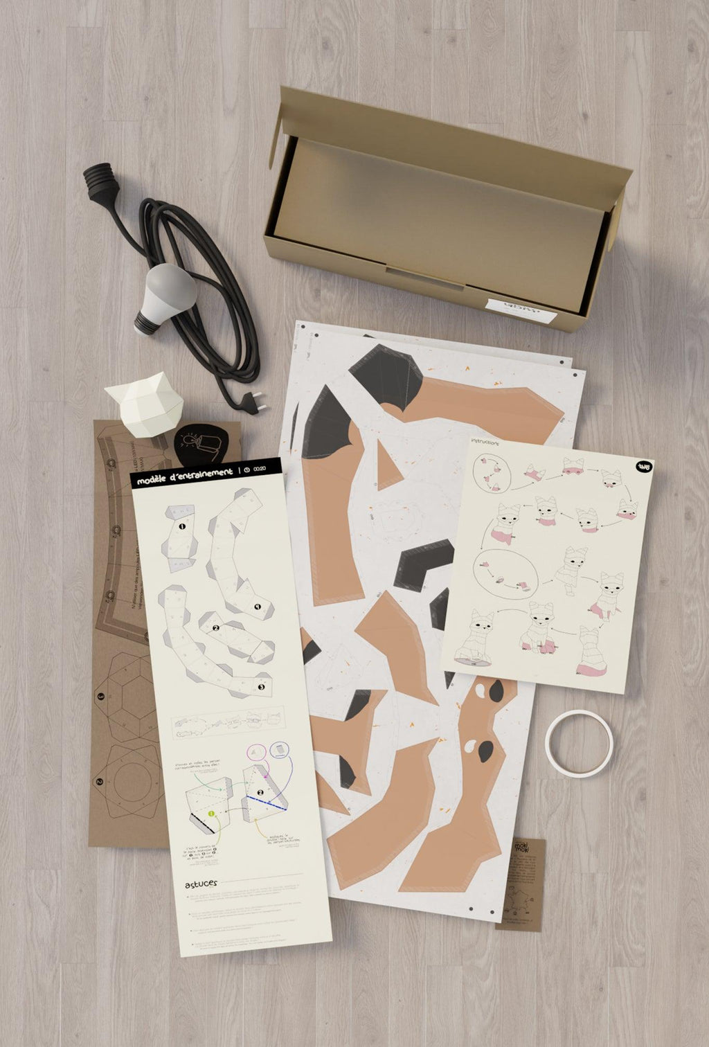 kit papercraft 3D de la veilleuse renard
